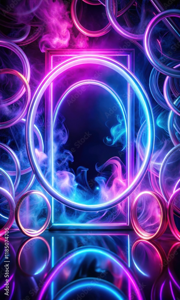 Neon Glowing Frame with Vibrant Lights – Abstract Digital Background for Modern Graphic Design Print Poster and Web Projects Neon Glowing Frame with Vibrant Lights – Abstract Digital Background for Modern Graphic Design Print Poster and Web Projects