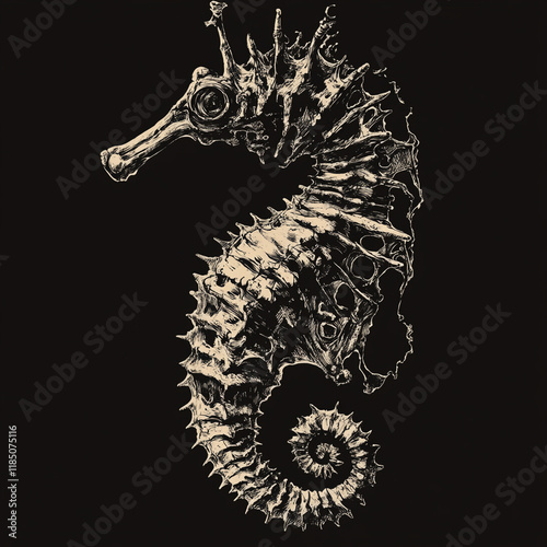 Seahorse black and white illustration photo