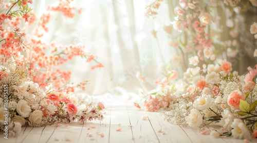 Maternity backdrop, wedding backdrop, photography background with a flowerhoop with beautiful flowers on vintage wall. 