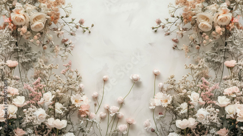 Maternity backdrop, wedding backdrop, photography background with a flowerhoop with beautiful flowers on vintage wall.