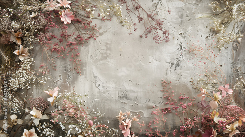 Maternity backdrop, wedding backdrop, photography background with a flowerhoop with beautiful flowers on vintage wall.