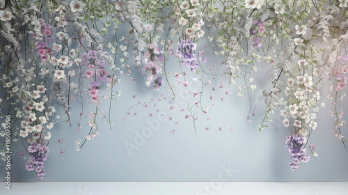 Maternity backdrop, wedding backdrop, photography background with a flowerhoop with beautiful flowers on vintage wall.
