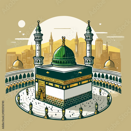 vector illustration of the kaaba in the city of mecca