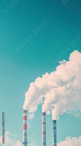 industry pipe releasing contaminated smoke with copy space vertically 9:16 photo