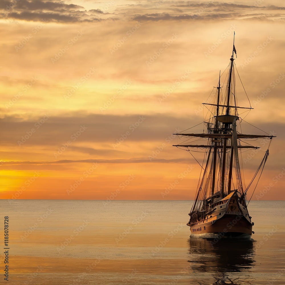 Obraz premium sunset, sea, boat, water, 