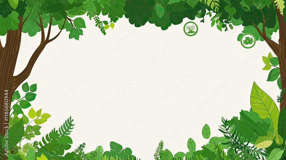 A vibrant, leafy border depicting various green foliage, ideal for eco-friendly themes or nature-related designs. A vibrant, leafy border depicting various green foliage, ideal for eco-friendly themes or nature-related designs.