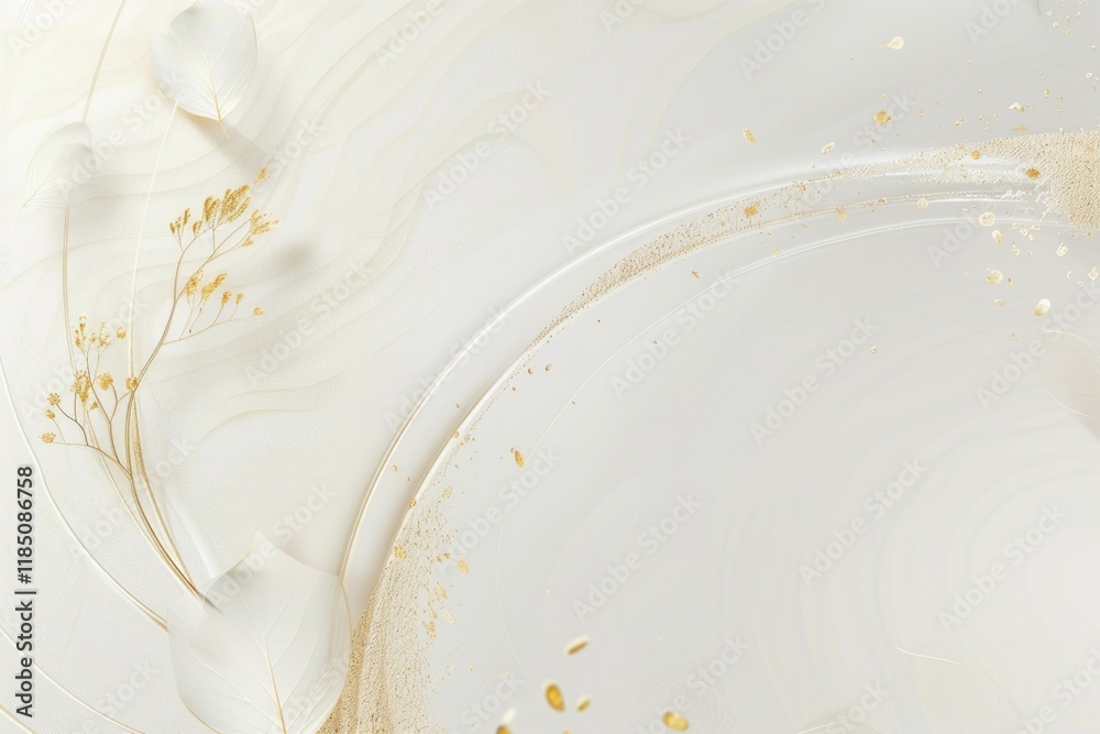 Abstract white background with gold wavy curve Abstract white background with gold wavy curve