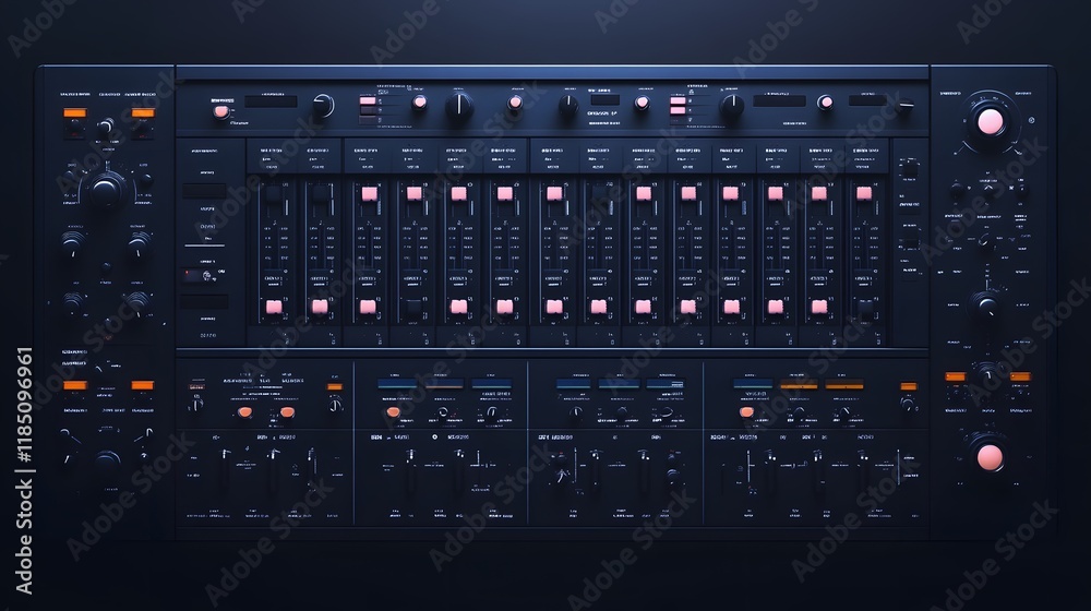 Modern Dark Synthesizer Control Panel Design Modern Dark Synthesizer Control Panel Design