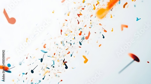 Colorful Musical Notes Falling Through Space