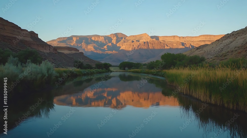 Mountain Reflection on a Tranquil River Mountain Reflection on a Tranquil River