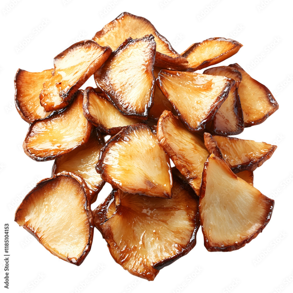 Caramelized Coconut Chips on transparent background