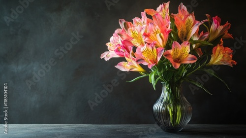 Wallpaper Mural Elegant Alstroemeria Bouquet in Glass Vase Torontodigital.ca