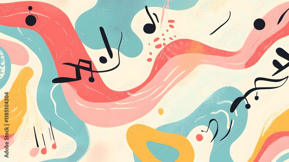 Fototapeta premium Abstract Music Inspired Art Pastel Colors Swirls