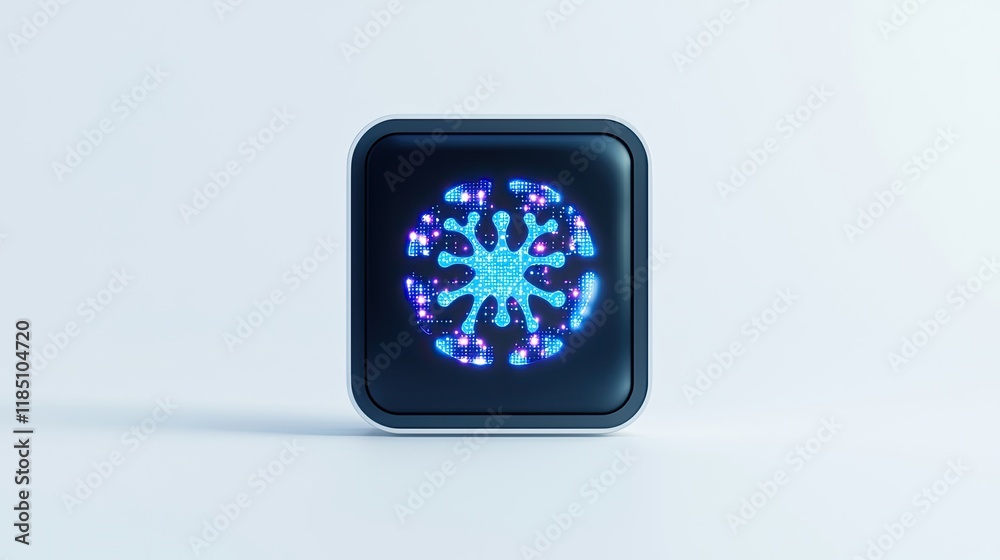 A glowing blue abstract design on a sleek black square background, suggesting a futuristic or technological theme. A glowing blue abstract design on a sleek black square background, suggesting a futuristic or technological theme.