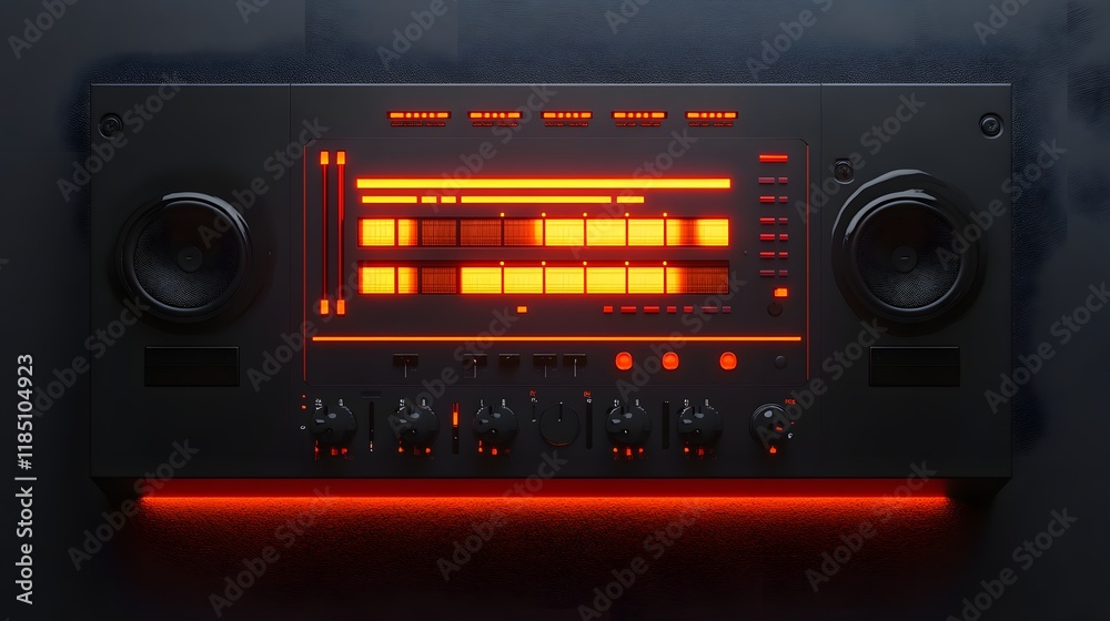 Fototapeta premium Futuristic Audio Mixer With Red Illumination