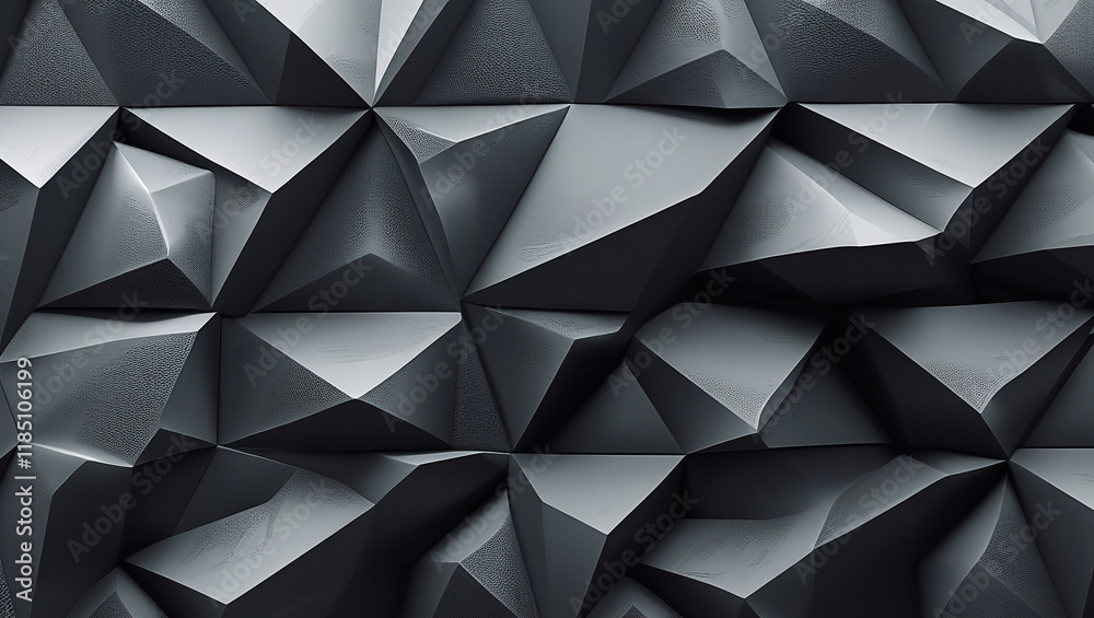 Obraz premium Abstract 3D rendering of dark gray geometric shapes. Modern, textured background for design.