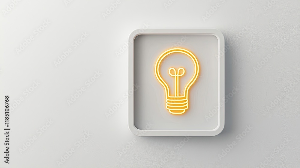 A minimalist light bulb illustration in neon style, symbolizing ideas and creativity against a plain background. A minimalist light bulb illustration in neon style, symbolizing ideas and creativity against a plain background.
