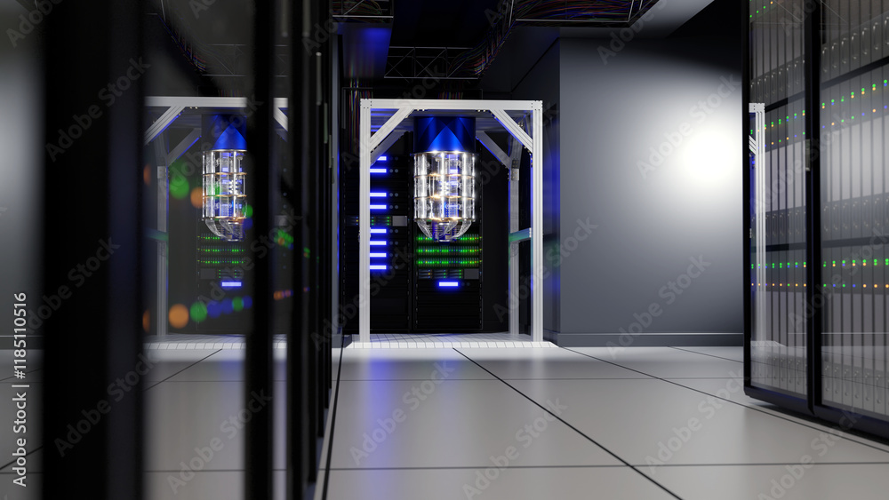 Εκτύπωση καμβά 3d render of a quantum computer installed in an exascale datacenter