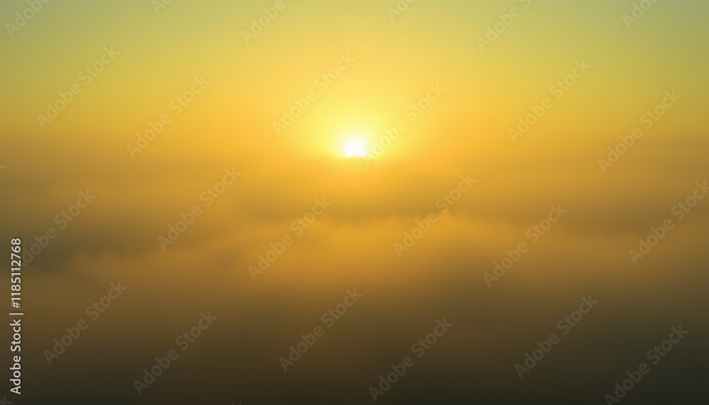 Soft sunlight and dense fog merging over forested hills and clouds with warm yellow and green hues, evoking a dreamlike natural atmosphere Soft sunlight and dense fog merging over forested hills and clouds with warm yellow and green hues, evoking a dreamlike natural atmosphere