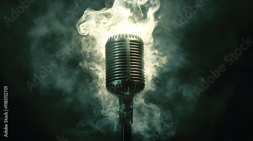 Retro Microphone Enveloped in Smoky Atmosphere