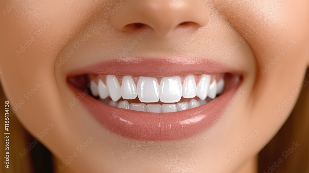 A woman with a white smile showing her teeth. Concept of happiness and confidence A woman with a white smile showing her teeth. Concept of happiness and confidence