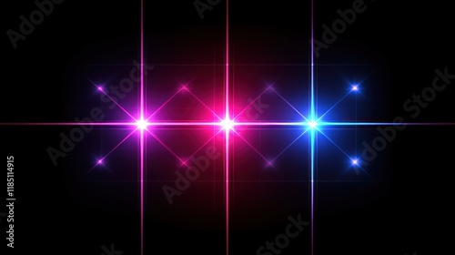 glowing light grid in neon blue and pink  rotating in a smooth  continuous motion against a dark background