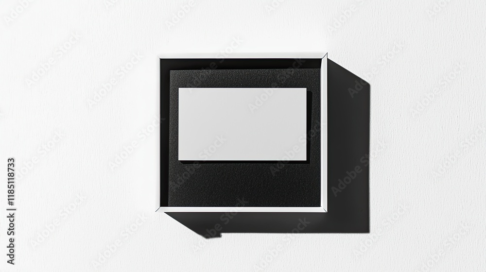 A minimalist box with a blank card inside, emphasizing simplicity and design. A minimalist box with a blank card inside, emphasizing simplicity and design.