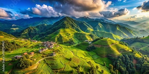 Aerial View of Lush Green Kanyam Hill, Nepal - Stunning Himalayan Landscape photo