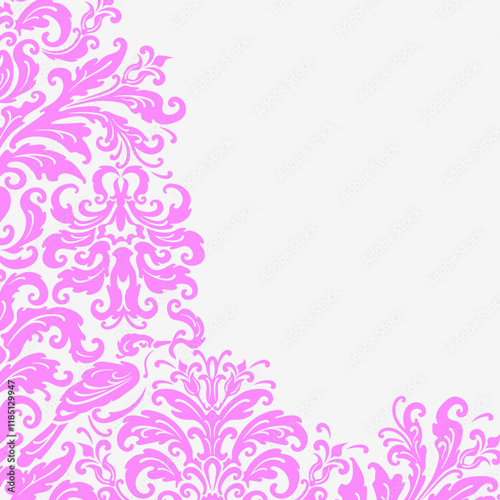 Background paper or fabric, with floral damask and baroque, seamless ornamental pattern Background paper or fabric, with floral damask and baroque, seamless ornamental pattern