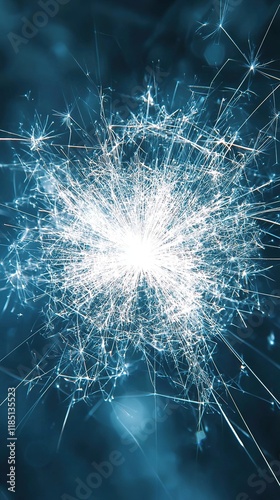 Single sparkling firework illuminating dark sky during nighttime celebration