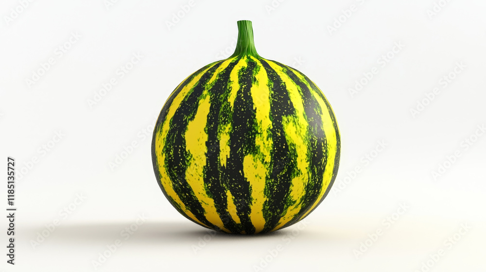 Round yellow and green striped gourd. Round yellow and green striped gourd.