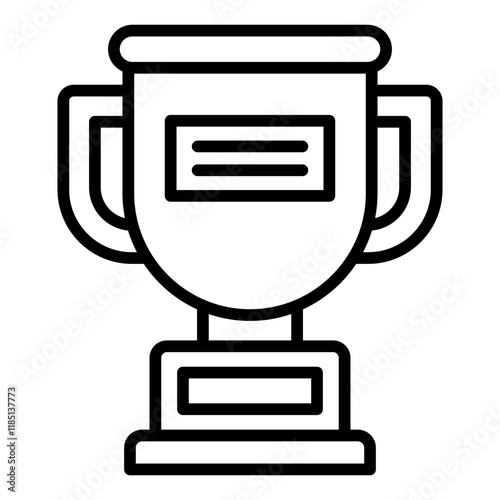 Trophy with text plate outline icon representing customized recognition and awards