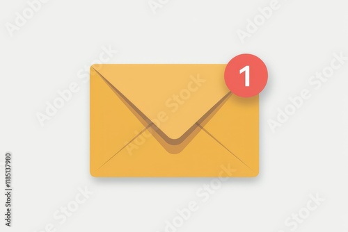 A yellow envelope icon with a red notification badge indicating one unread message.