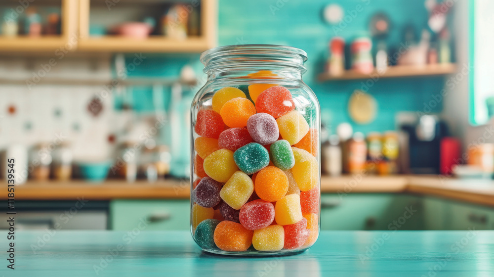 Truncated, A vibrant image of a truncated glass jar filled with colorful candies, perfect for showcasing sweets and confectionery themes. Truncated, A vibrant image of a truncated glass jar filled with colorful candies, perfect for showcasing sweets and confectionery themes.