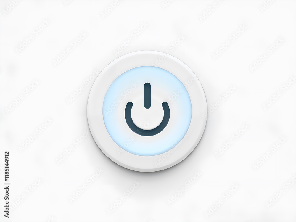A simple white power icon on a clean surface, representing simplicity in technology. Perfect for tech or electronic themes. Generative AI A simple white power icon on a clean surface, representing simplicity in technology. Perfect for tech or electronic themes. Generative AI