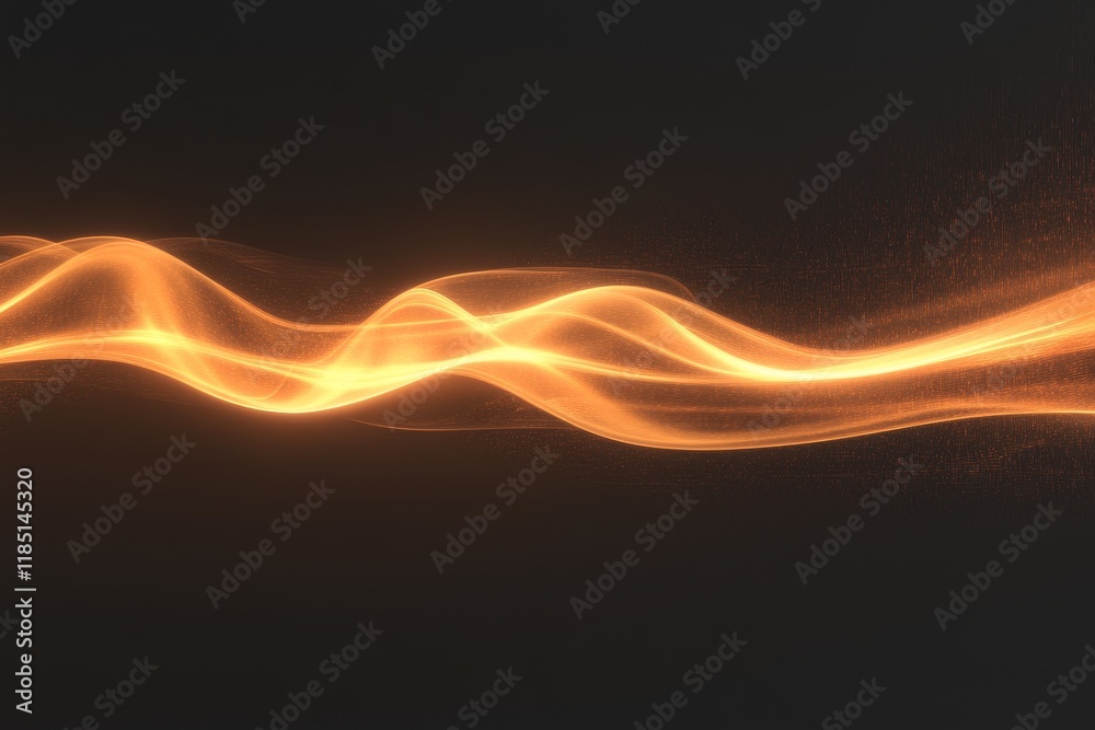 Obraz premium Elegant Wave of Golden Light Flowing Across a Dark Background Creating a Dreamy Atmosphere and Conveying a Sense of Movement and Fluidity in a Visual Design