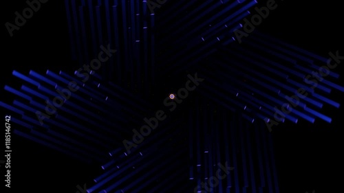 Seamless VJ Loop Of Neon Light Waves And Rotating Geometry