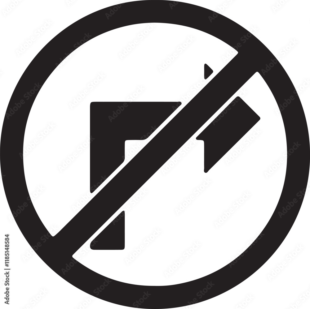 Illustration of a no turning sign icon Illustration of a no turning sign icon