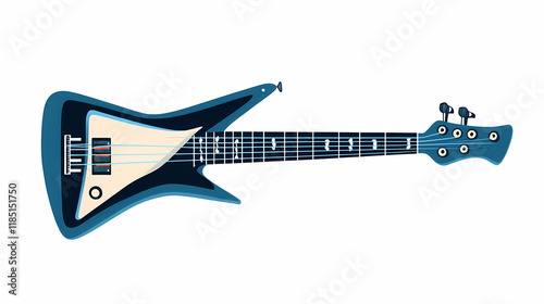 New york, usa. september blue bass guitar gibson thunderbird on a white background. Thundertide. Illustration