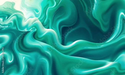 3D Animation of A swirling, abstract pattern of turquoise and white colors, resembling water or ocean waves. Video background
