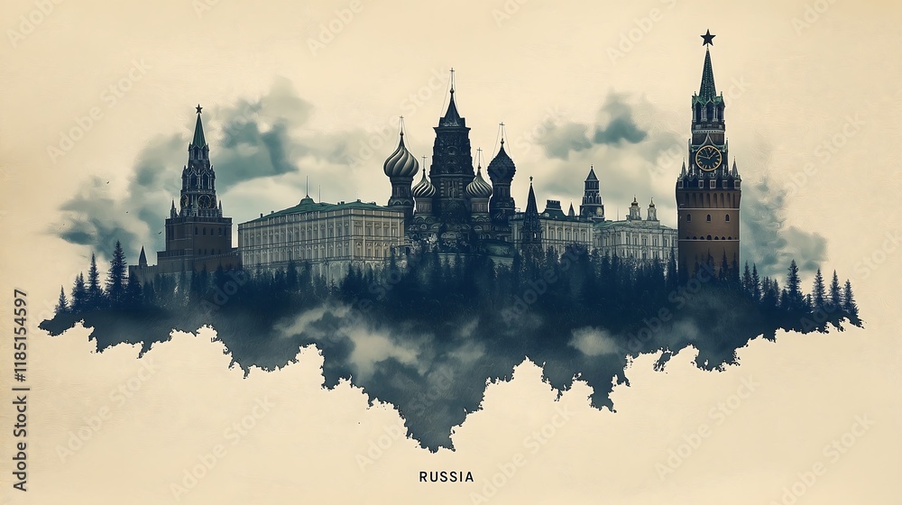 Fototapeta premium Illustration of Russia Map