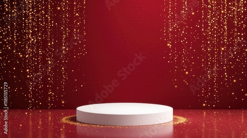 White podium for presentation products on the marsala color background