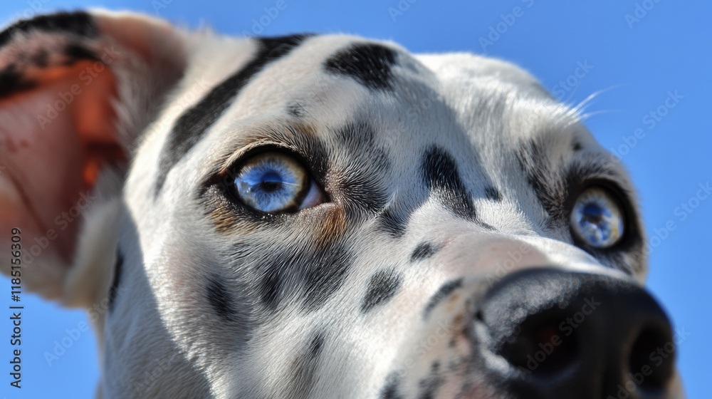 Dalmatian, A close-up image capturing the face of a Dalmatian, showcasing its distinctive features and expressions in high detail. Dalmatian, A close-up image capturing the face of a Dalmatian, showcasing its distinctive features and expressions in high detail.
