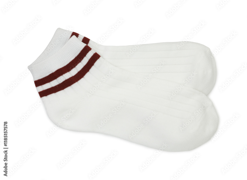 Pair of soft socks isolated on white, top view Pair of soft socks isolated on white, top view