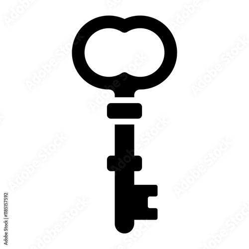 skeleton key with cloud shape head glyph icon for security secure