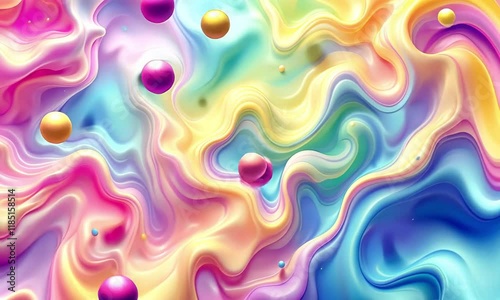 3D Animation of A colorful abstract background with swirling patterns and small circles. Video background