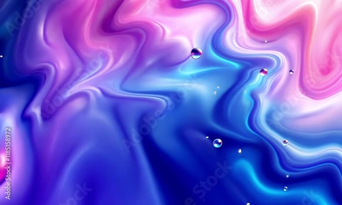 3D Animation of A swirling pattern of pink, blue, and purple hues, with small bubbles. Video background