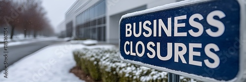Obraz na płótnie Sign that reads “BUSINESS CLOSURES”. - closing - weather - snow - ice - winter storm - emergency - closed - factory - plant - offices - dismissed - alert - safety - stay home w salonie