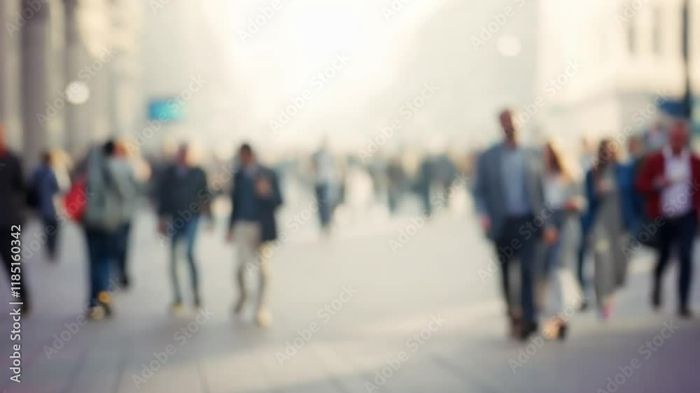 Bokeh crowded city street Bokeh crowded city street