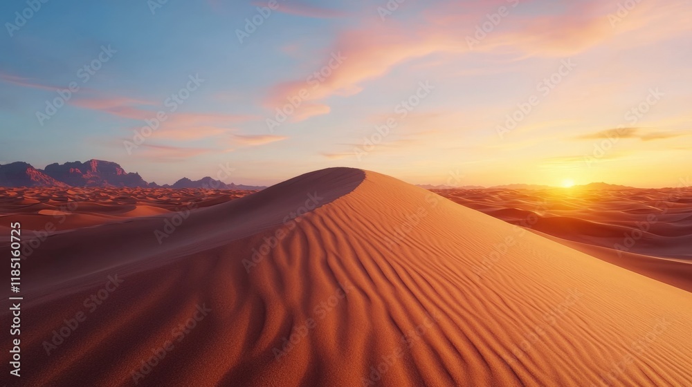 Wilderness and desert pristine, A serene desert landscape at sunset, featuring rolling sand dunes and a colorful sky, creating a tranquil and picturesque scene. Wilderness and desert pristine, A serene desert landscape at sunset, featuring rolling sand dunes and a colorful sky, creating a tranquil and picturesque scene.